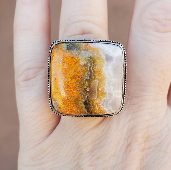 New Huge Bumblebee Jasper 925 Silver Ring. - Picture 1 of 15